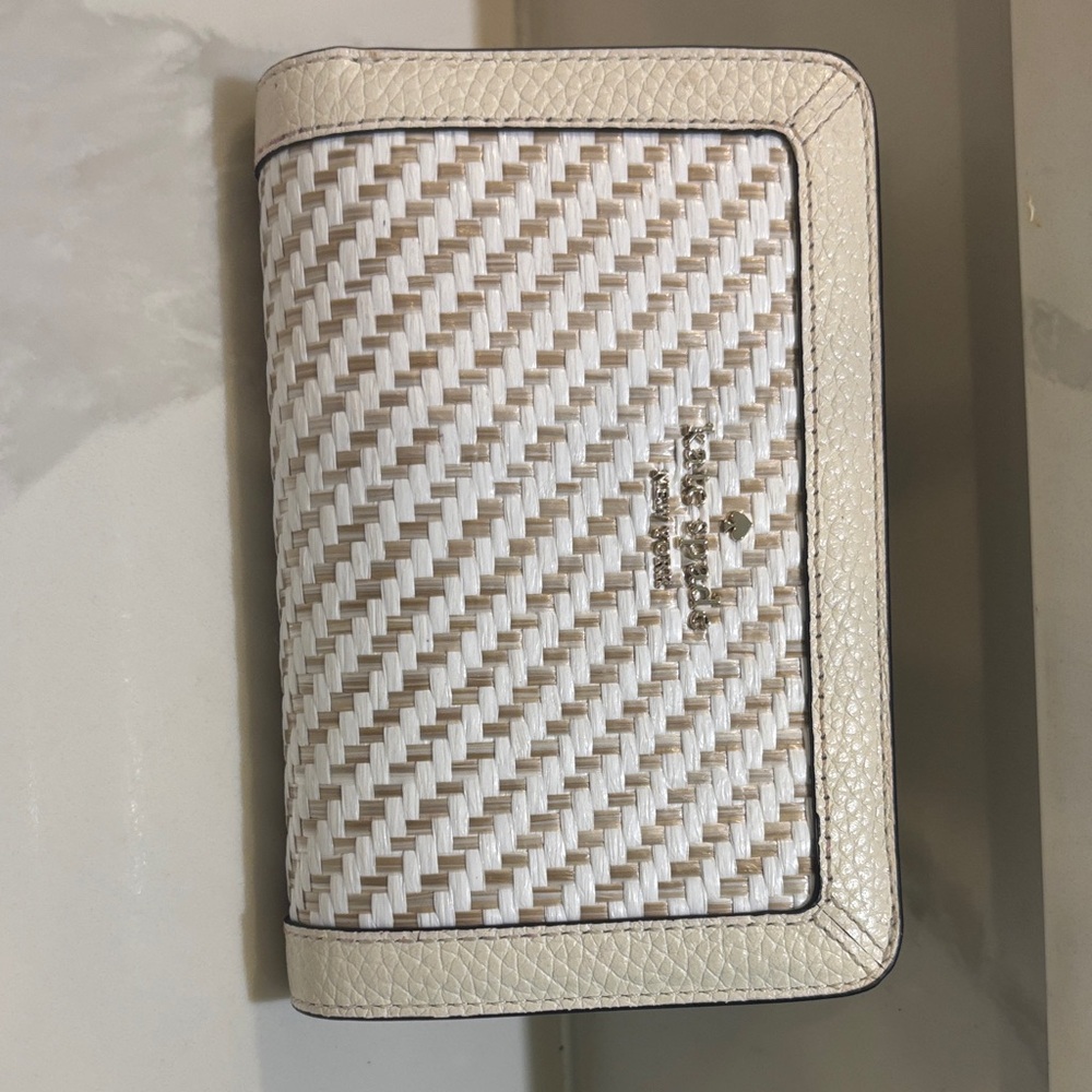 Kate spade ivory and Metallic Woven Wallet